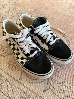 Vans M 5/W 6.5 Black & White Checkered Lace Up Sneakers
